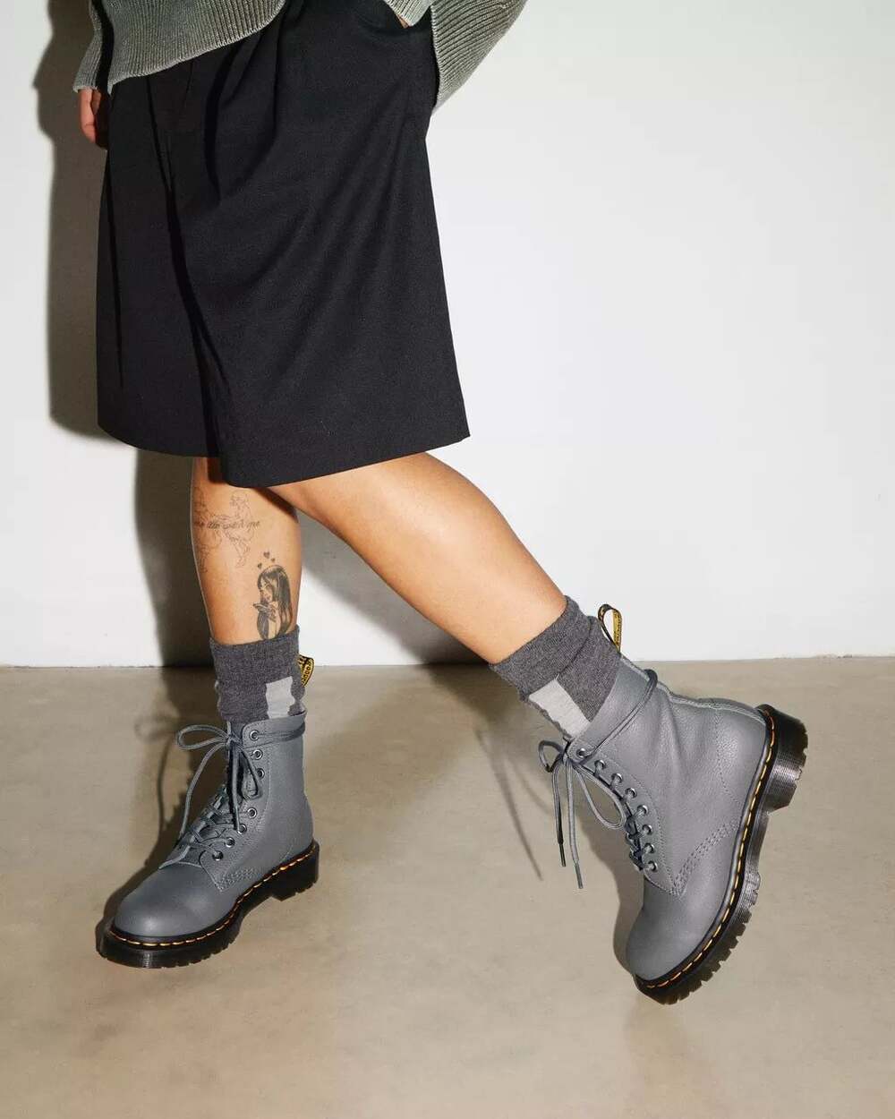 Dr. Martens 1460 Pascal Virginia Leather Boots, Zinc Grey